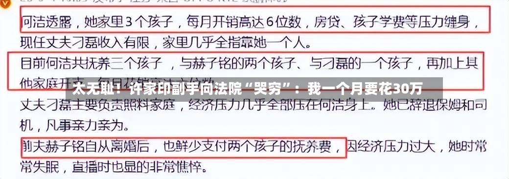 太无耻！许家印副手向法院“哭穷	”：我一个月要花30万-第2张图片