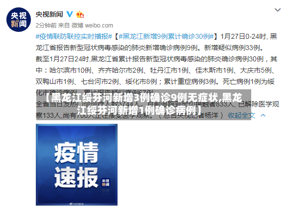 【黑龙江绥芬河新增3例确诊9例无症状,黑龙江绥芬河新增1例确诊病例】