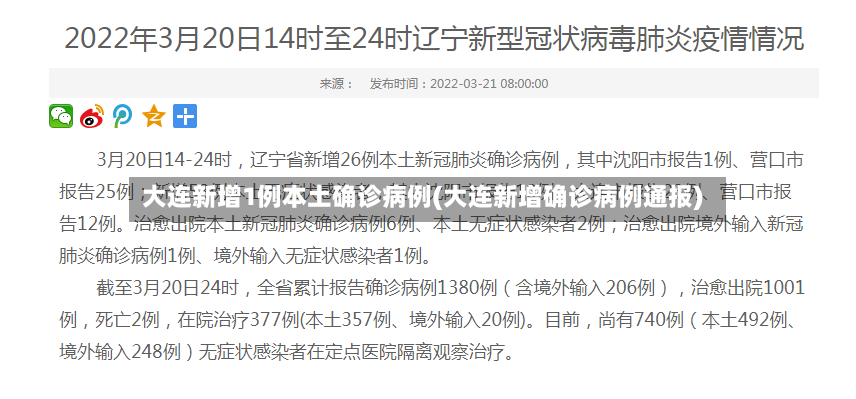 大连新增1例本土确诊病例(大连新增确诊病例通报)