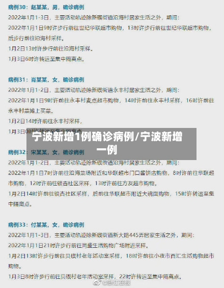 宁波新增1例确诊病例/宁波新增一例