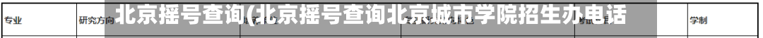 北京摇号查询(北京摇号查询北京城市学院招生办电话)-第3张图片