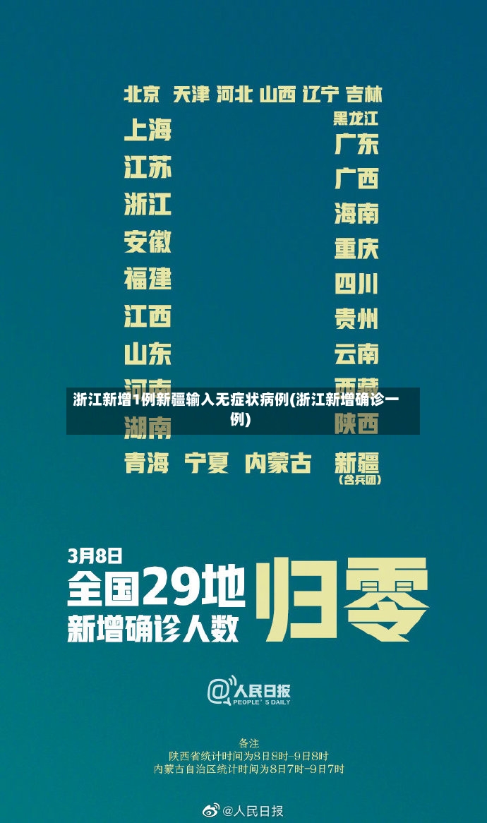 浙江新增1例新疆输入无症状病例(浙江新增确诊一例)