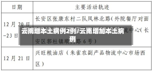 云南增本土病例2例/云南增加本土病例
