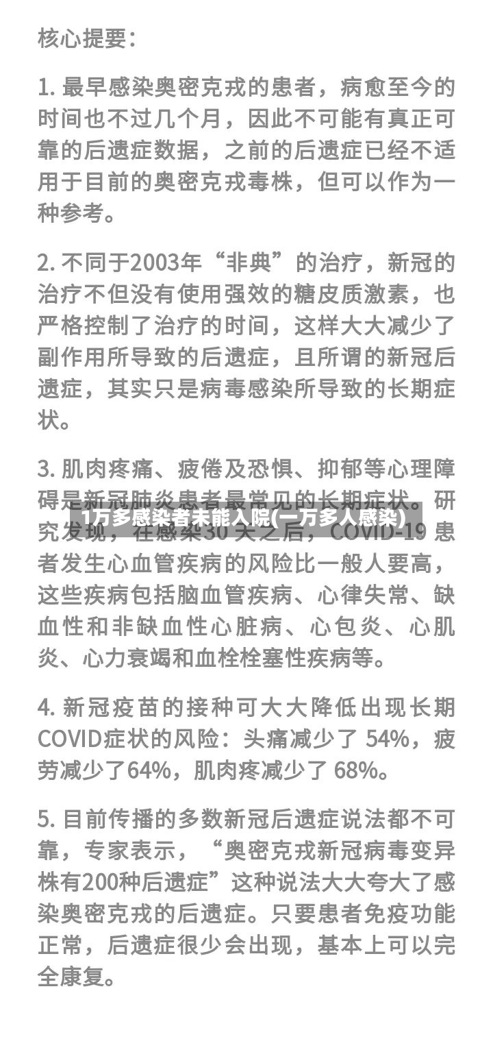 1万多感染者未能入院(一万多人感染)