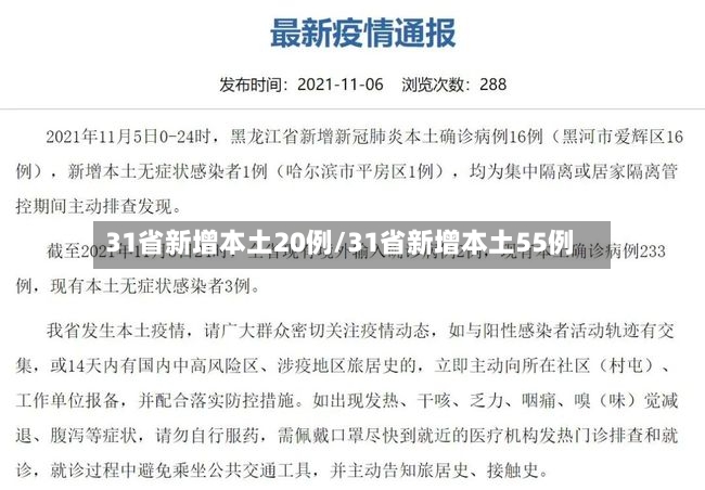 31省新增本土20例/31省新增本土55例