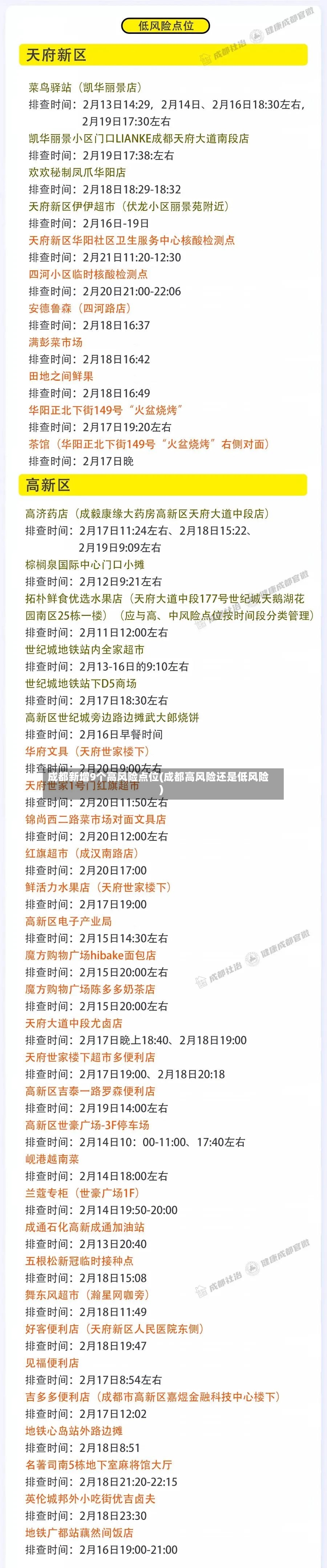 成都新增9个高风险点位(成都高风险还是低风险)-第2张图片