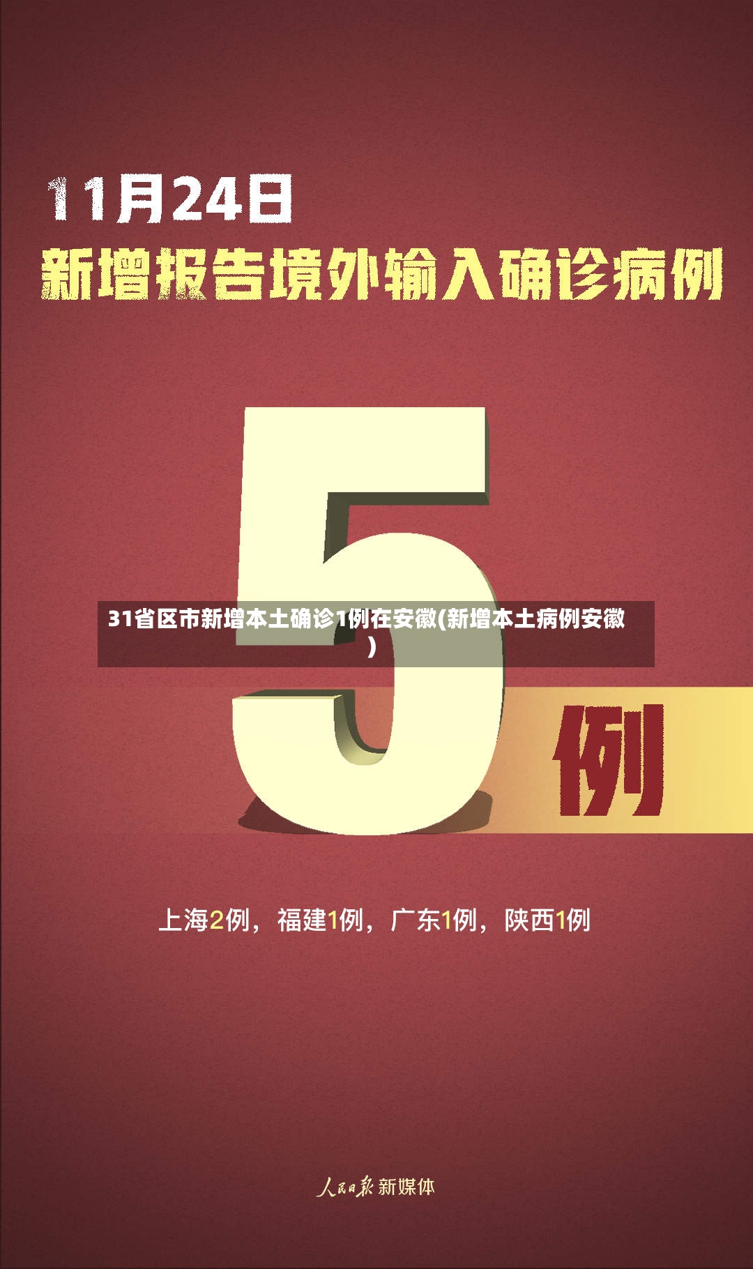 31省区市新增本土确诊1例在安徽(新增本土病例安徽)
