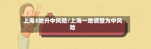 上海3地升中风险/上海一地调整为中风险-第2张图片