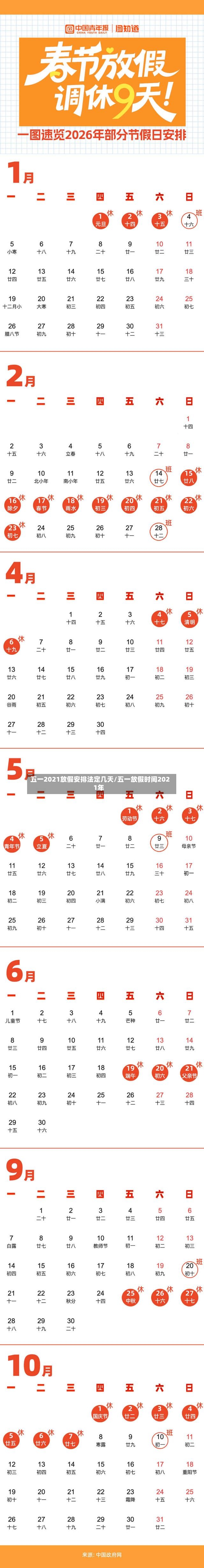 五一2021放假安排法定几天/五一放假时间2021年