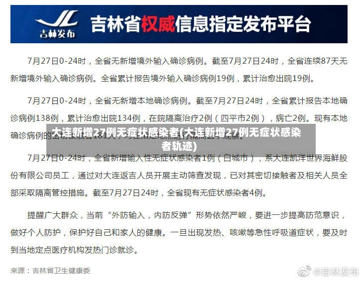 大连新增27例无症状感染者(大连新增27例无症状感染者轨迹)