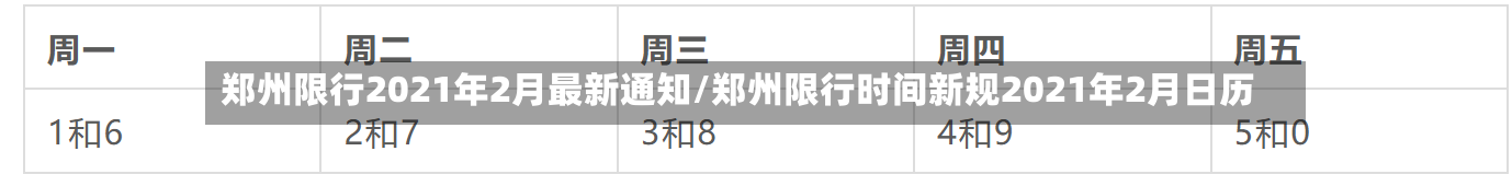 郑州限行2021年2月最新通知/郑州限行时间新规2021年2月日历-第2张图片